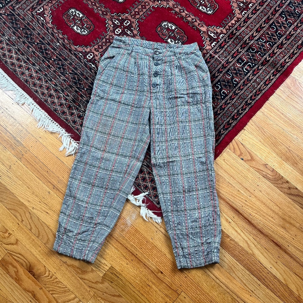 Free People Plaid Trousers Size 2